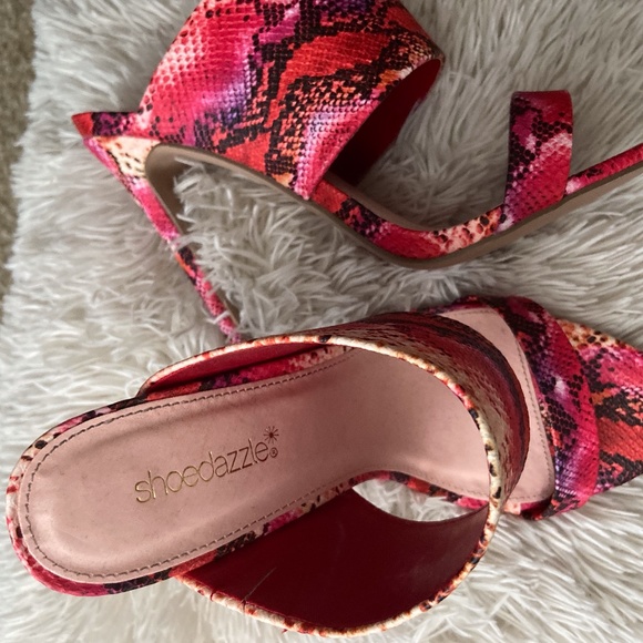 Shoe Dazzle Shoes - Multi snake print mules
